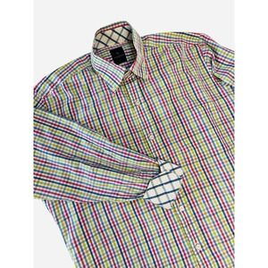 TAILORBYRD Collection Men's Large‎ Pink Plaid Button Front Shirt 100% Cotton L/S